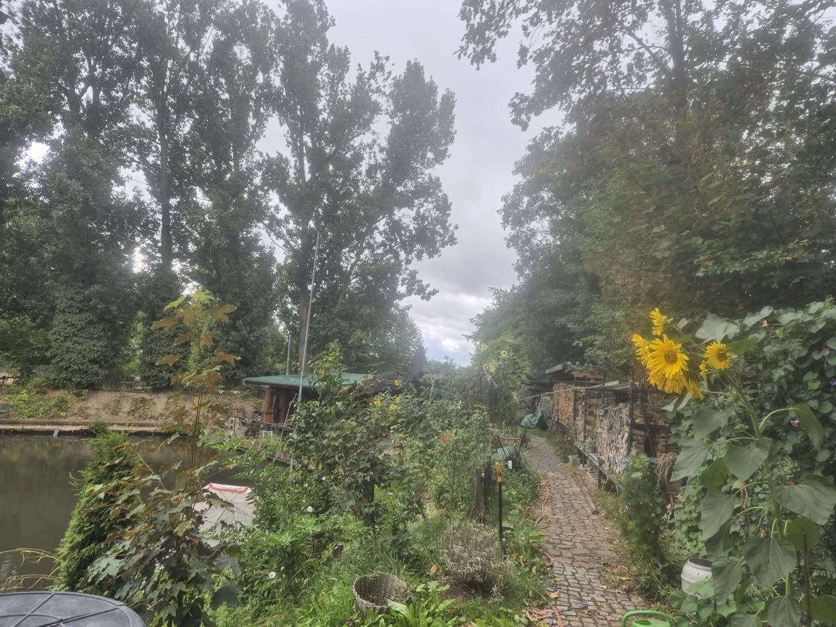 Weg entlang des Teichs